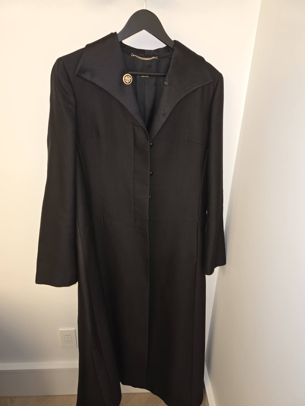 Black Satin-Collar Maxi Dress